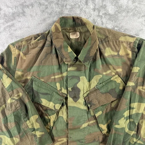 Vintage 60s Vietnam USMC Shirt Men's Small-Long Rip Stop Fatigue Tropical Jungle - Picture 2 of 16